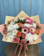 Букет цветов из:  Розы, Герберы и Хризантемы в Ртищево