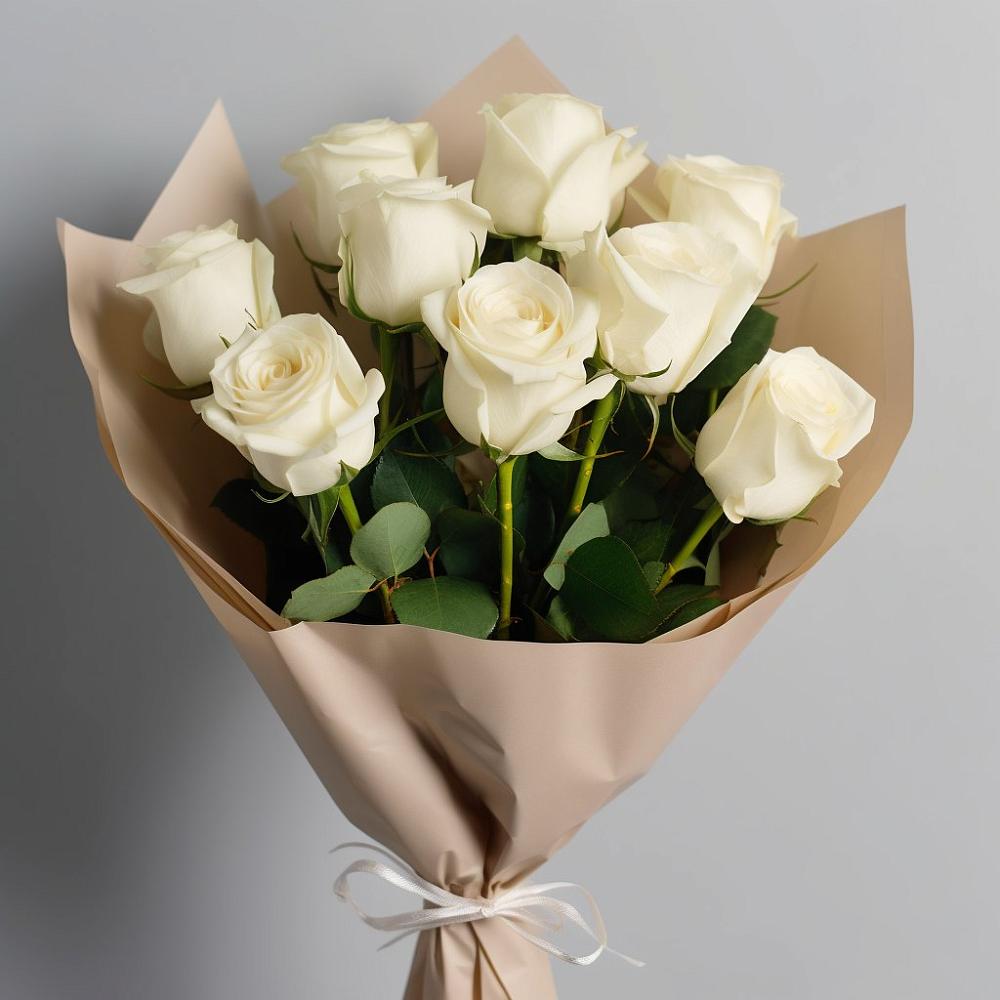 Букет 9 Белых роз Эдлесс Лав в Ртищево