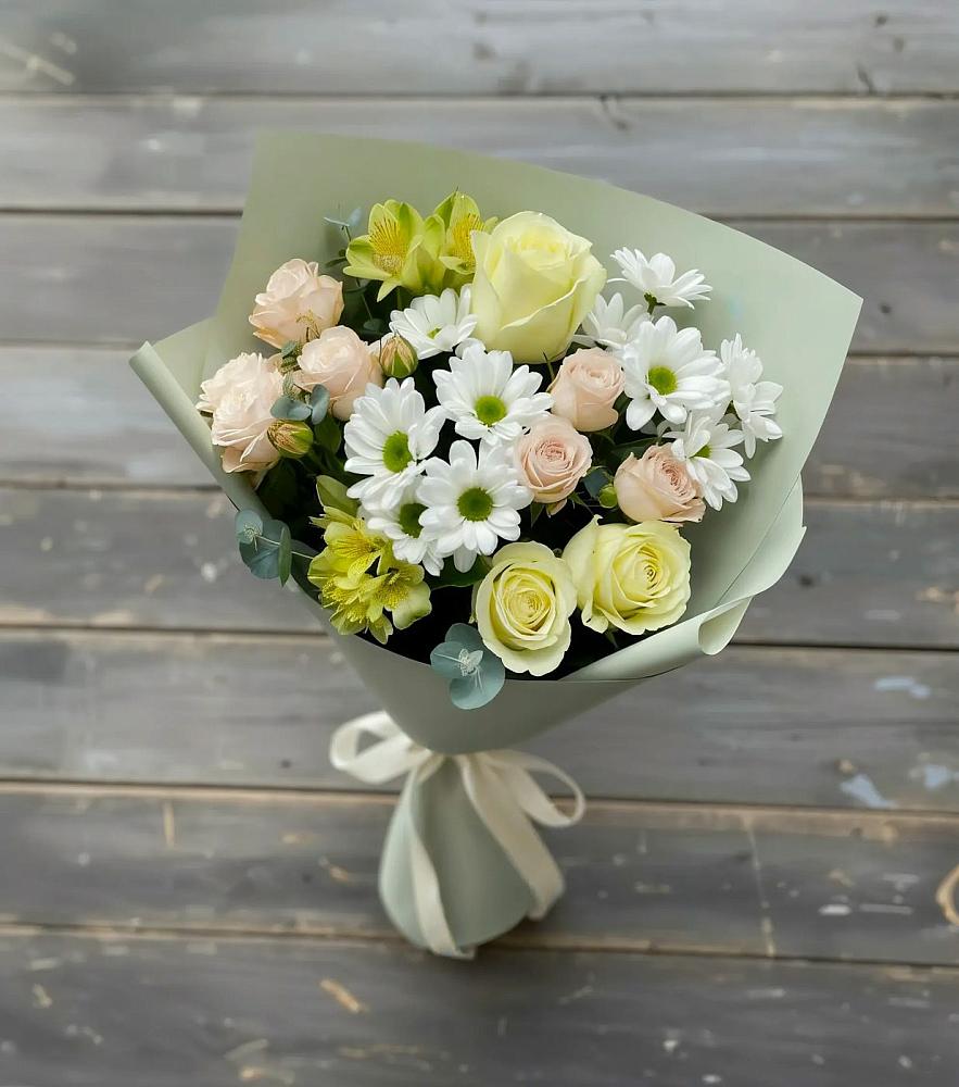 Букет цветов из: Альстромерии, Розы и Хризантемы в Ртищево