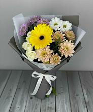Букет цветов из:  Розы, Герберы и Хризантемы в Ртищево