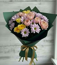 Букет цветов из:  Хризантемы и Розы #REPLACE_PRED# Ртищево