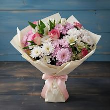 Букет цветов из:  Хризантемы, Альстромерии и Розы в Ртищево