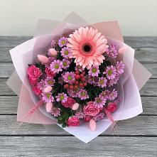 Букет цветов из:  Розы, Герберы и Хризантемы в Ртищево