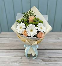 Букет цветов из:  Герберы, Розы и Хризантемы #REPLACE_PRED# Ртищево