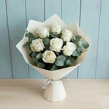 Букет Белые розы в Эвкалипте #REPLACE_PRED# Ртищево